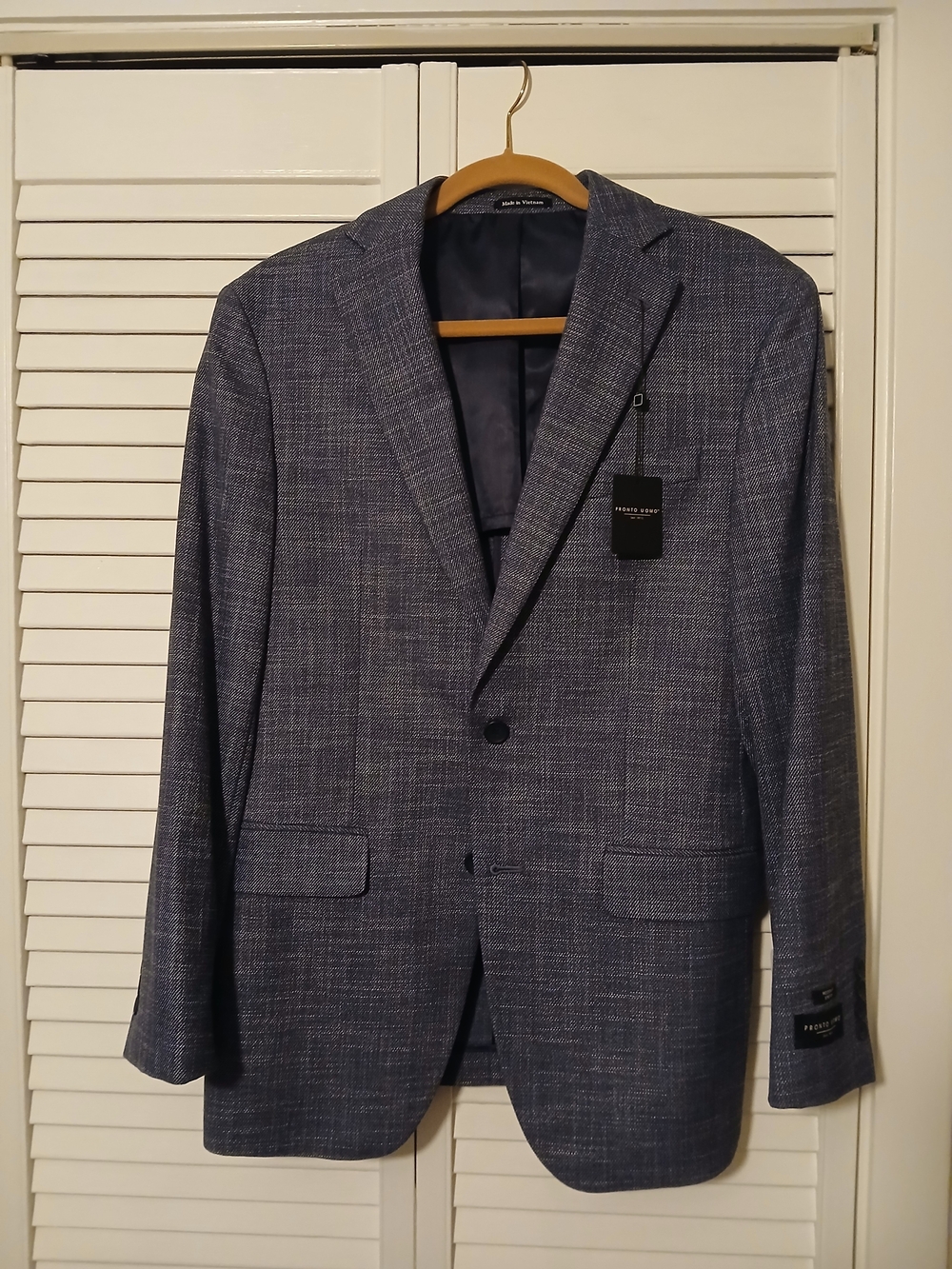 NWT Men's Blue Textured Two-Button Blazer
